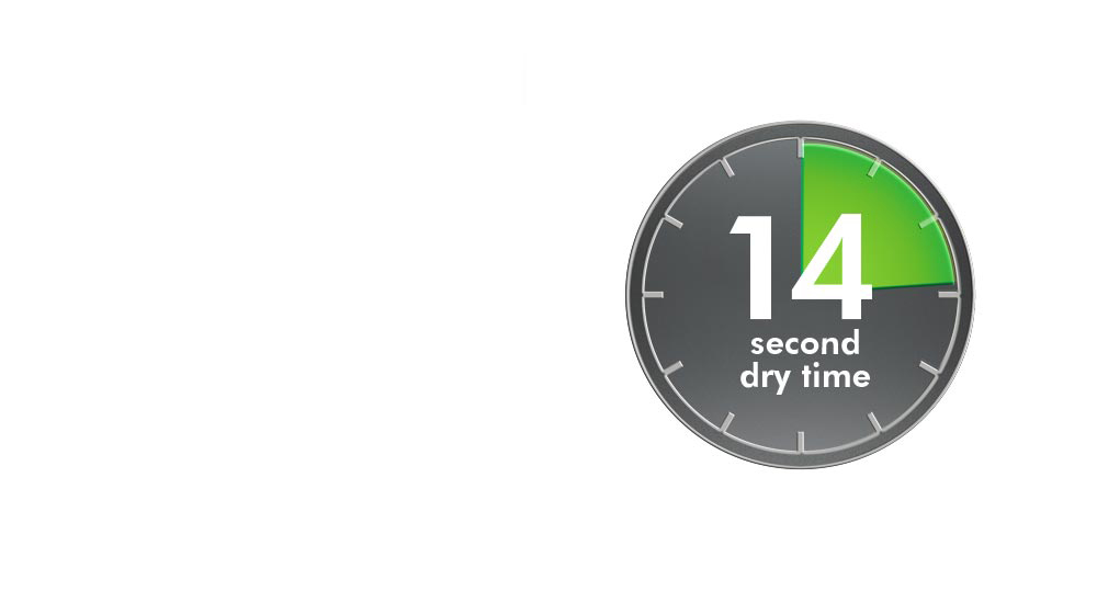 12 second dry time of a Dyson Airblade Tap hand dryer